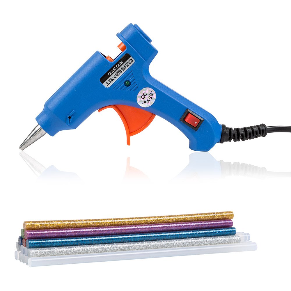 Pistola de silicona caliente con barras EXTRA LARGAS  de pegamento transparente