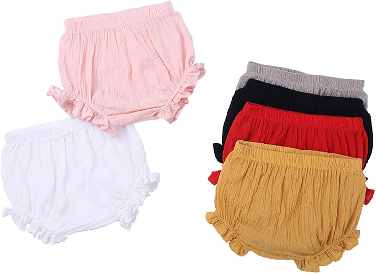 JELEUON 3 Pack of Little Baby Girls Boys Cotton Linen Blend Cute Bloomer Shorts: Clothing