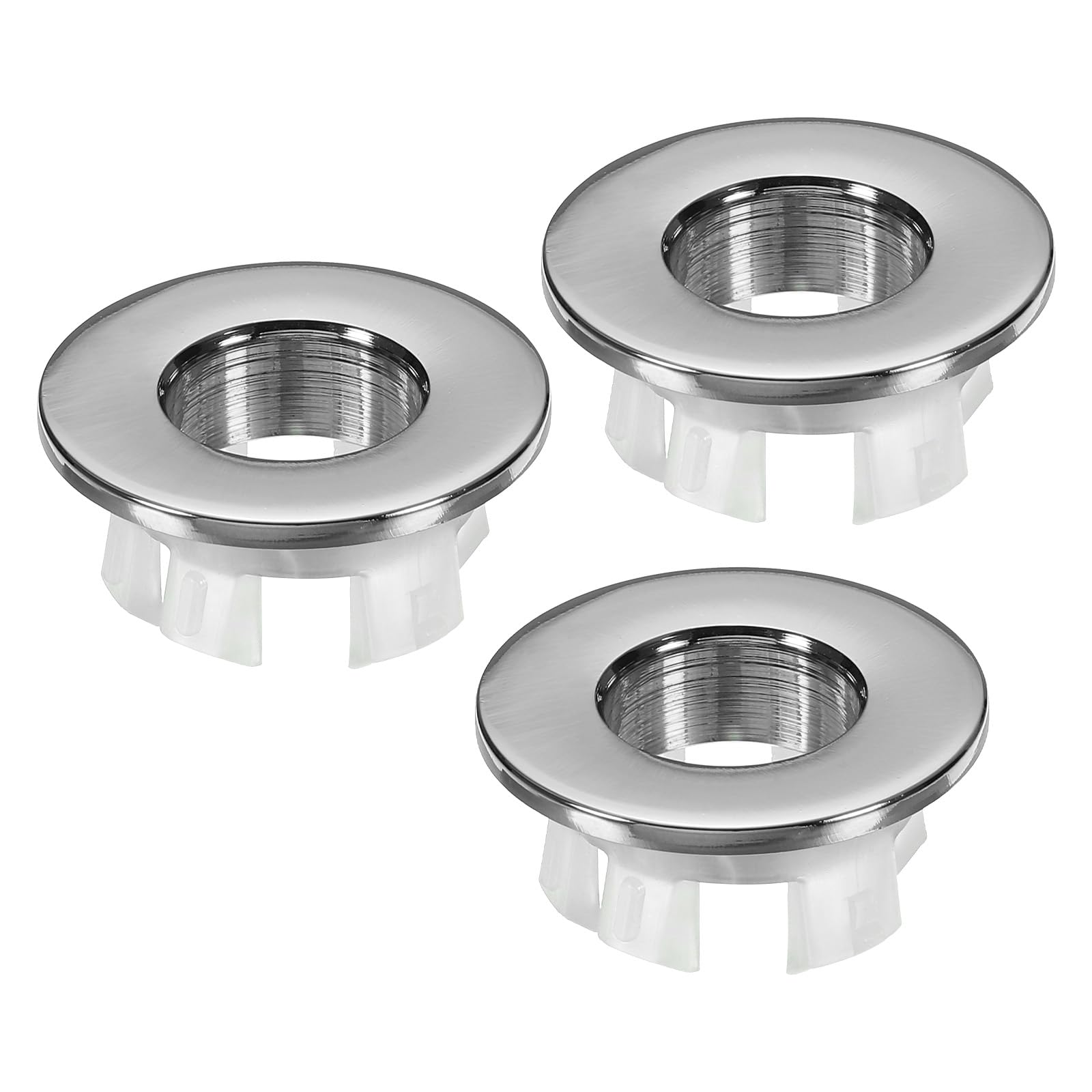 PATIKIL Sink Overflow Ring, 3Pcs Sink Basin Trim Overflow Cover Insert in Hole Round Ring Covers Caps for Kitchen Bathroom, Silver