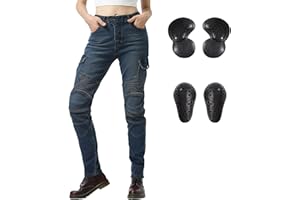 LOMENG Motorcycle Riding Pants Motorcycle Jeans Slim Fit with CE Knee Hip Removable Protectors Armor for Women