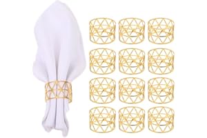 aoozleny 12PCS Napkin Rings, Metal Hollow Triangle Tableware Table Napkin Ring Holiday Napkin Holders for Dining, Anniversary