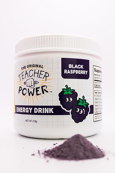 TEACHER POWER (THE ORIGINAL) IN BLACK RASPBERRY SUGAR FREE ENERGY DRINK 70/SERVINGS PER JAR 100MG CAFFEINE WITH B VITAMINS