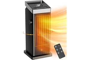 BREEZOME Space Heater, 1500W Fast Heating Heater for Indoor Use, Portable Ceramic Electric Heaters for Home with Thermostat, 90° Oscillating, Remote