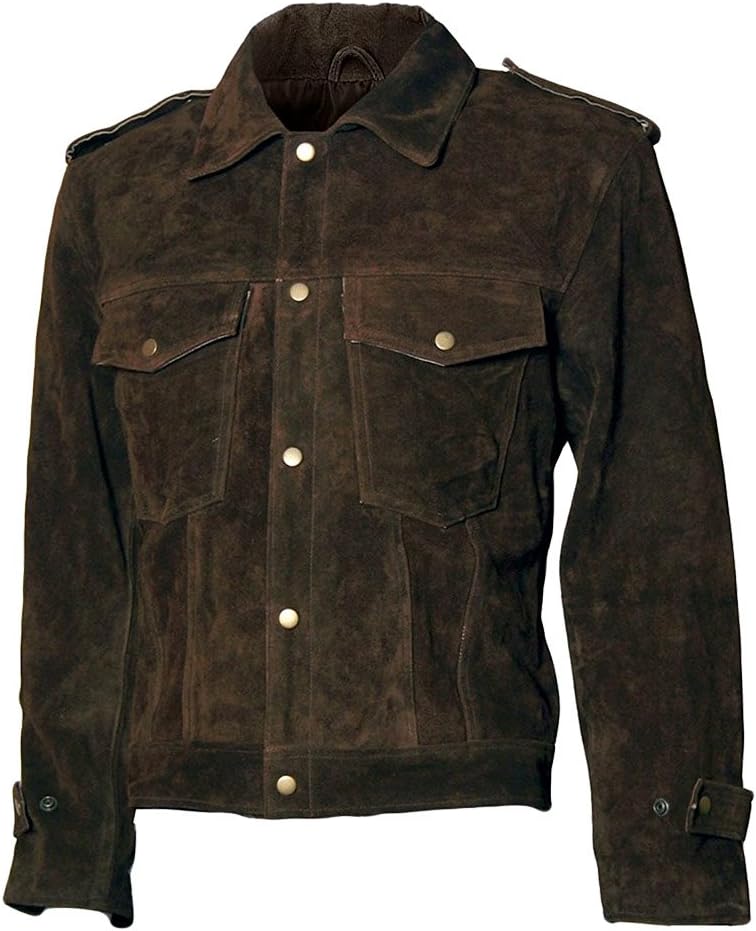 Men's Beatles John Lennon Rubber Soul Brown Suede Leather Jacket