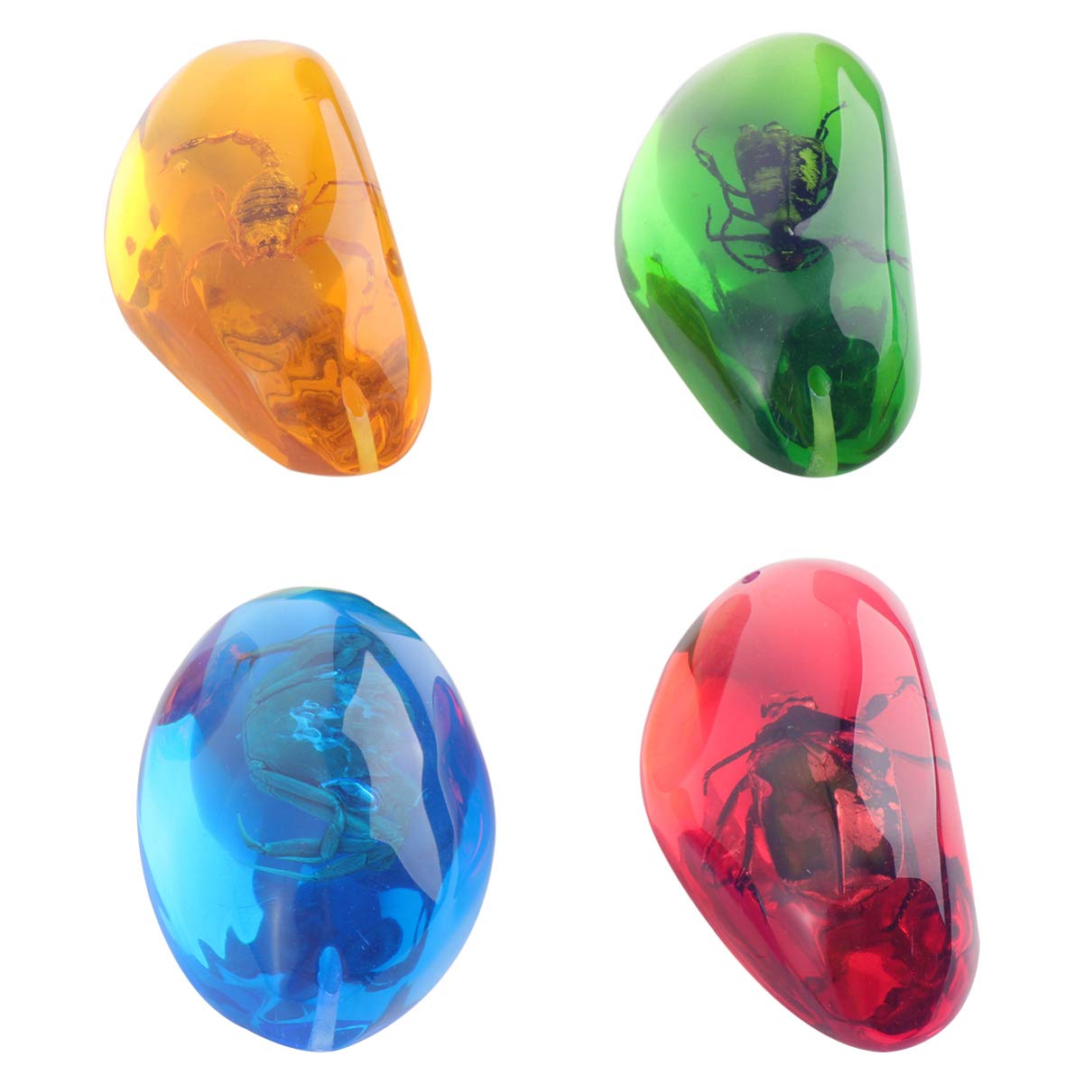4pcs Amber with Insects Samples Stones Crystal Specimens Specimen Amber Pendant DIY Jewelry Pendant (Random Color)