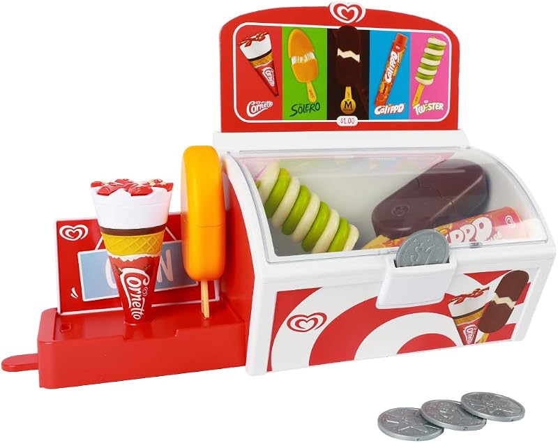 Casdon Walls Ice Cream Freezer Toy Playset 5 Flavours 2+ Pull-Out Stand