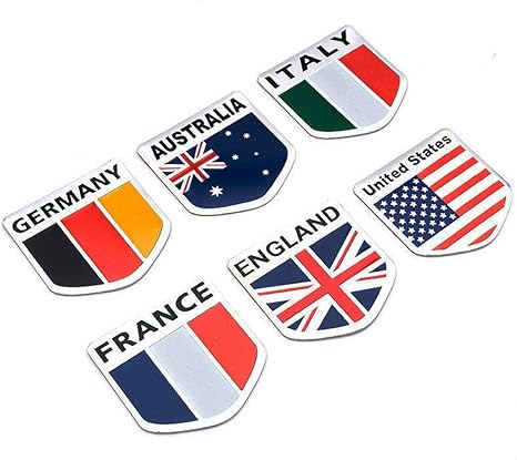 Amazon 1ピース車のオートバイバイクイタリアイギリスドイツフランスロシアオーストラリアアメリカ合衆国国旗ロゴエンブレムバッジステッカー国民の エンブレム 3 ステッカー デカール 車 バイク