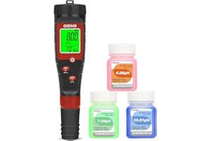 GIDIGI Digital pH Tester for Water, pH Meter for Hydroponic Water, TDS Tester EC PPM Test for Plant Nutrients, 4-in-1 Meter for Conductivity, pH Pen for Drinking Water, DWC, Indoor Plants
