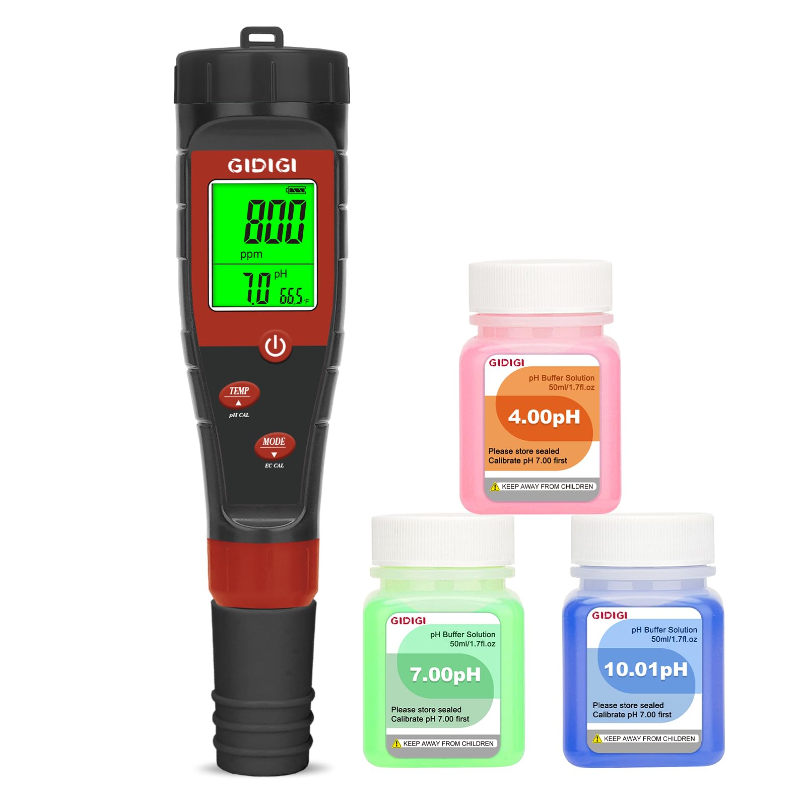 Photo 1 of Digital pH Tester for Water, pH Meter for Hydroponic Water, TDS Tester EC PPM Test for Plant Nutrients, 4-in-1 Meter for Conductivity, pH Pen for Drinking Water, DWC, Indoor Plants