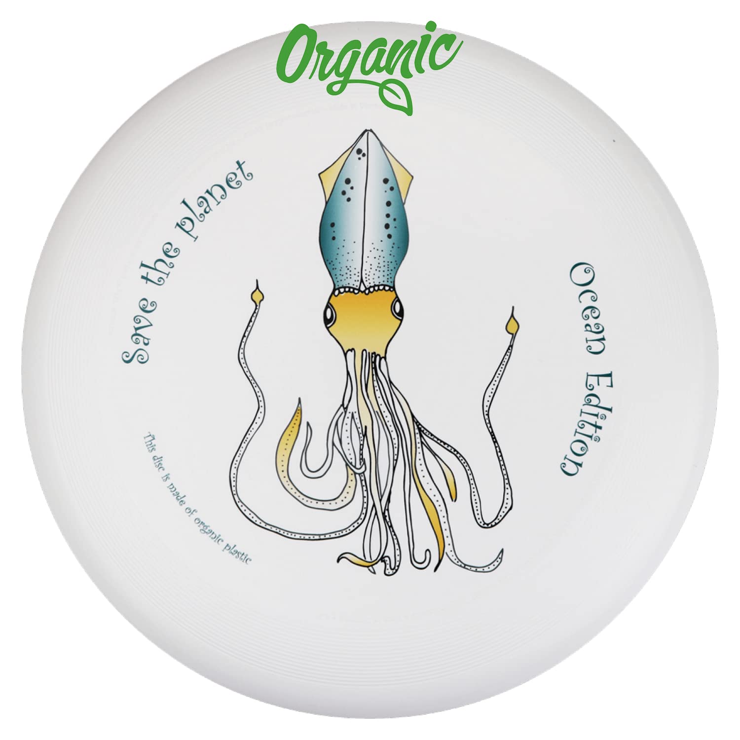 eurodisc 175 g 4.0 ultimate frisbee competition disc made of bio plastic with stable trajectory over 100 metres. Design Calmar Save the Planet, ocean edition