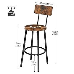 HOOBRO Bar Stools,Set of 2 Round Bar Chairs with