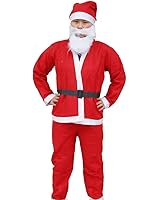 サンタクロース 衣装上下 帽子 髭 ベルト 5点セット