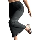 Nolrahiur Women's Half Slip for Under Dress Long Underskirt with Lace Trim Soft Under Slips Shirt Skirt Extender