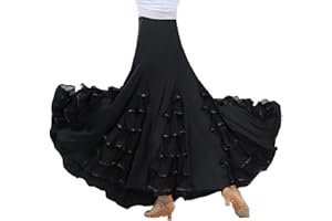 CHAGME Long Modern Flamenco Waltz Standard Ballroom Dance Fancy Training Skirt
