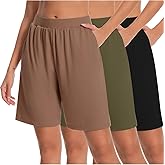 JULGIRL 3 Pack Women's Bermuda Shorts High Waist Stretch Knee Length Bottoms Summer Athletic Casual Short with Pockets