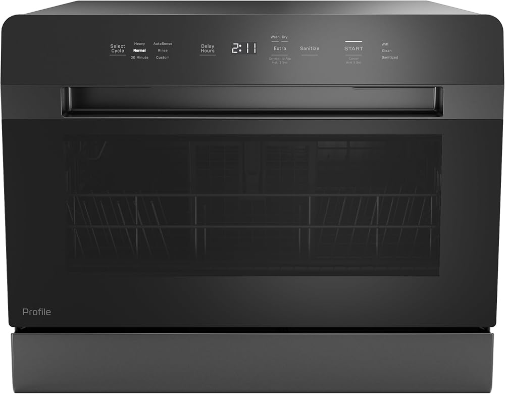 GE Profile Countertop Dishwasher, Energy Star, 6 place settings, 6 wash cycles, WiFi Connected, with Built-In Capabilities