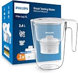 Philips Water XL Filter Jug 3.4 L Taste+ with 3 Replacement Cartridges