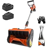 MAXLANDER Electric Snow Shovel Cordless, 20V 12-Inch Cordless Snow Blower, Battery Snow Shovel with LED Lights, Directional P