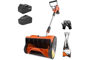 MAXLANDER Electric Snow Shovel Cordless, 20V 12-Inch Cordless Snow Blower, Battery Snow Shovel with LED Lights, Directional Plate and Adjustable Front Handle (4.0Ah Battery, Charger & Cover Included)
