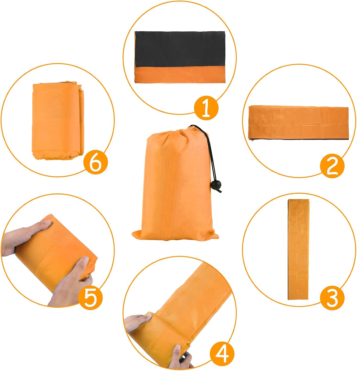 Ruisita Outdoor Beach Mat Waterproof Picnic Mat Sand-Proof Picnic Beach Blanket for Outdoor Camping Travel Hiking Picnic (210 x 200 cm, Orange & Gray) : Sports & Outdoors