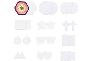 JINGHANGER 24 Pcs Mesh Plastic Canvas Sheets Kit Including 12 Different Shapes Plastic Canvas, Embroidery Tools for Cross Stitch Art Craft Heart Square Pentagram Round Butterfly Embroidery Canvas Craft