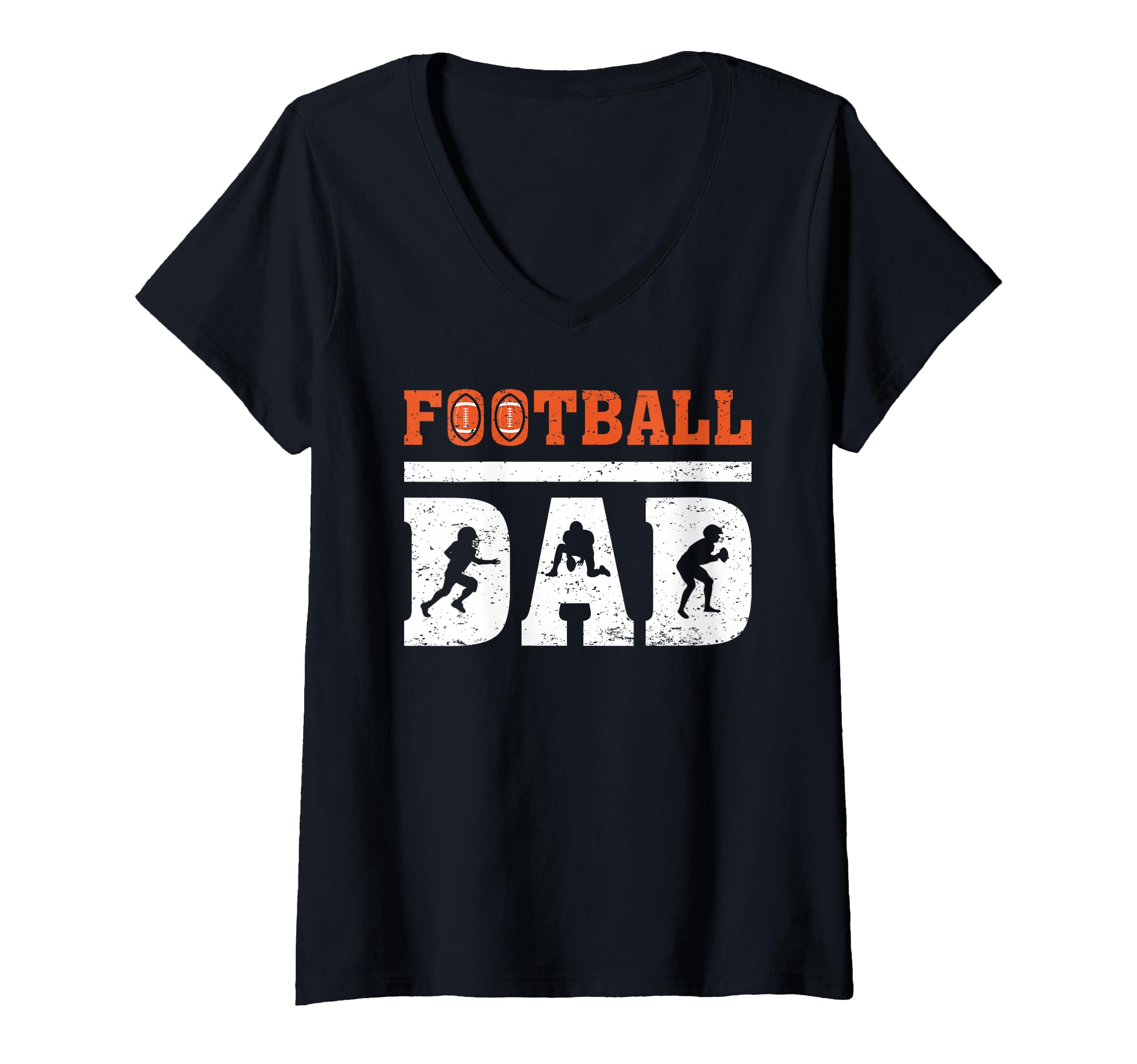 Womens Football Dad Funny Football Father's Day V-Neck T-Shirt