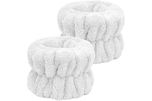 B BIBYKIVN Face Washing Wristbands-Absorbent Wristband for Washing Face Microfiber Wrist Wash Band Towel, Makeup Skincare Prevent Liquids Spilling Down Arm (White)