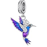 jiulegufa Hummingbird Charm 925 Sterling Silver Hummingbird Charm for Bracelets Hummingbird Jewelry Gifts for Women