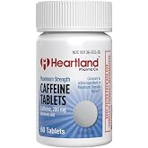 Heartland Pharma Caffeine Tablets 200mg | Alertness Aid | Caffeine Pills | Coffee Alternative | Made in USA | 60 Count Bottle