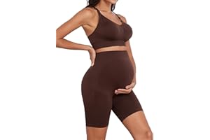 Lataly Womens Nursing Maternity 2 Piece workout Set for Breastfeeding-Bra&Yoga Shorts for Pregnancy Activewear Outfit