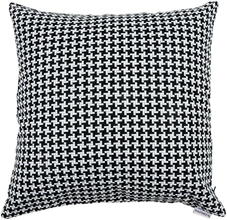 Nobildonna Pillow Cover 100% Polyester Square Black and White Houndstooth Pattern Decorative Throw Pillow Cover,18" x 18"