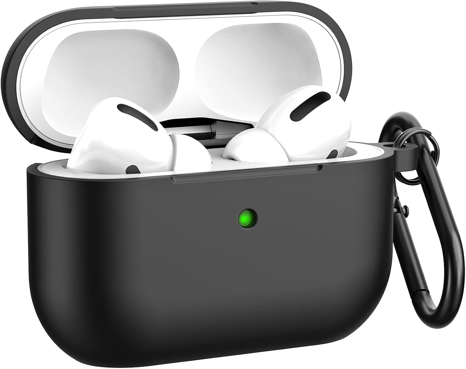 Airpods Pro Case Cover, BELONGME Silicone Protective Case Cover with Keychain for Apple Airpods Pro Case Men Women [Front LED Visible]-Black.