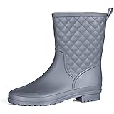 PENNYSUE Women's Mid Calf Rain Boots Outdoor Work Rubber Booties Short Waterproof Garden Shoes