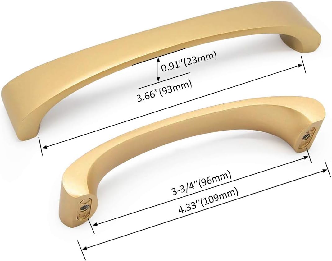WEAVERBIRD 96 mm Gold Cabinet Door Handle 3-3/4 Inch Aluminium Alloy Furniture Handle Drawer Door Handle Pack of 10 - Image 3