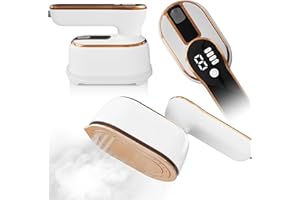 Upgraded - Portable Steamer for Clothes - LED Display & 3+1 Level Steam, Foldable Compact Mini Iron, Small Handheld Iron with
