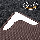 LEDOWP Rug Gripper, 8 pcs V Shape Anti Curling Carpet Gripper with Renewable Gripper Tape - Flattens Rug Corners and Stops Rug Slipping - Ideal Alternative to Rug Pad and Rug Tape for Hard Floors