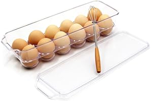 JAMOR 12 Grid Egg Storage Box Refrigerator Egg Rack Tray With Lid, Stackable Egg Rack, Transparent Egg Storage Box, BPA-Free 