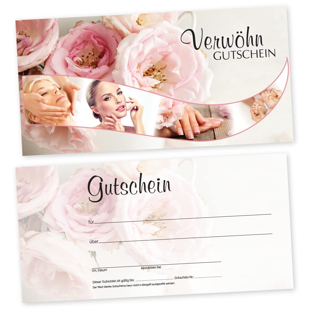 Beauty Salon – 50 Voucher Vintage Beauty with Weißtransparenten Envelopes Gift Cards Gift Vouchers