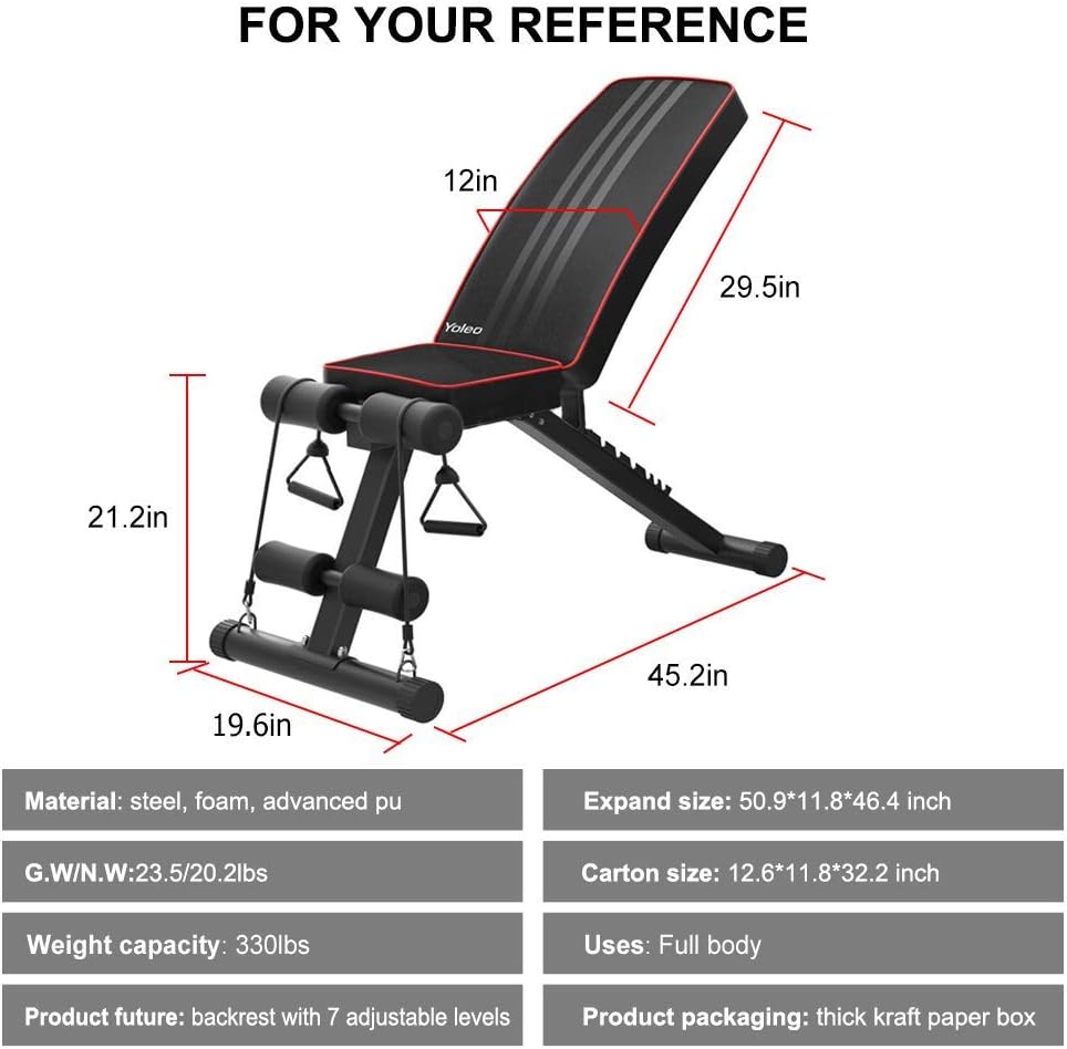 Banc De Musculation Pliable Réglable - Inclinable 7 Positions - Capacité 120kg - Fitness Domicile