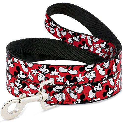 Buckle-Down DL-WDY158 Wide 0.5" "Mickey Mouse Poses Scattered Red/Black/White" Dog Leash, 4'