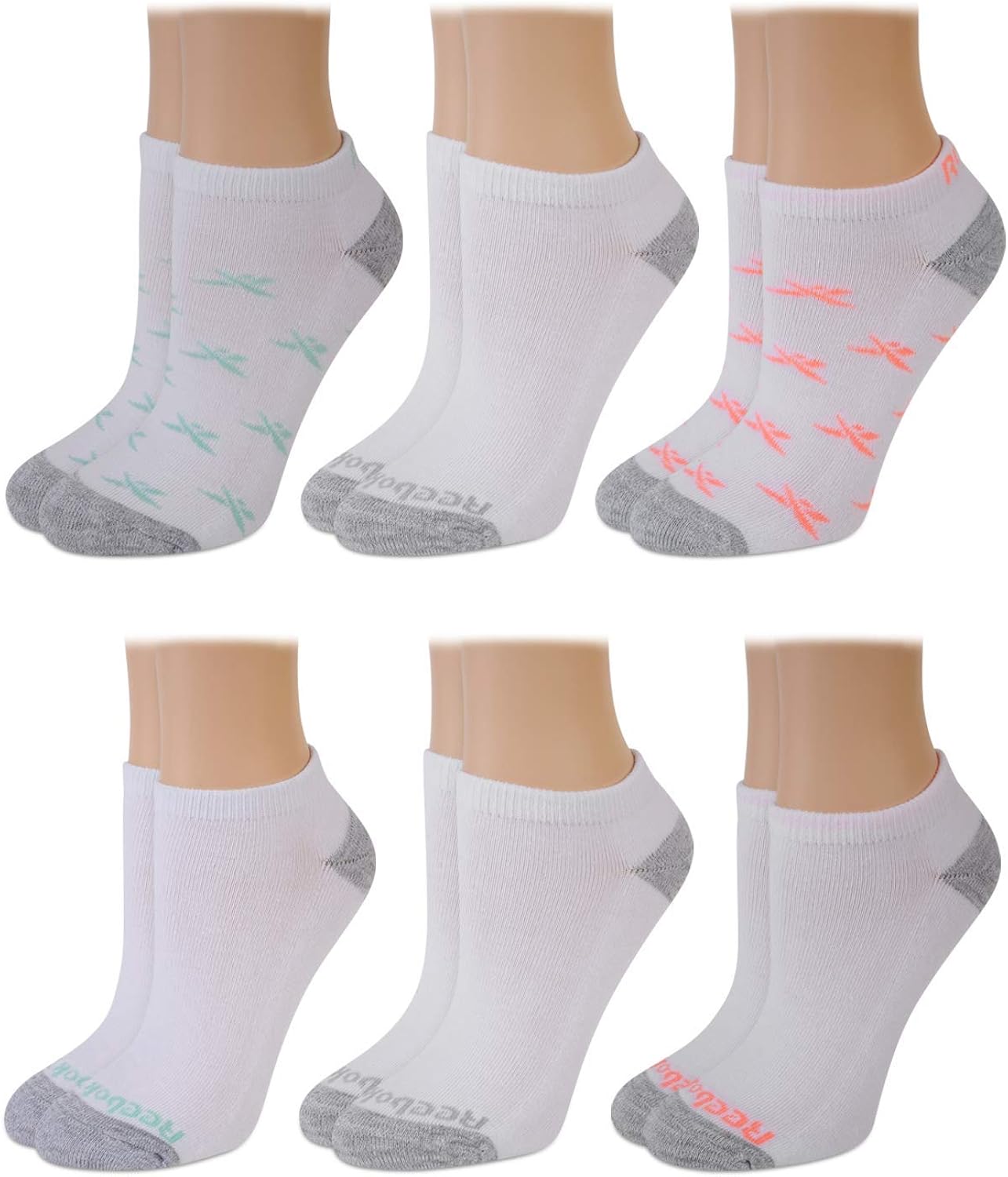 Reebok Women's NoShow Athletic Performance Low Cut Cushioned Socks (6