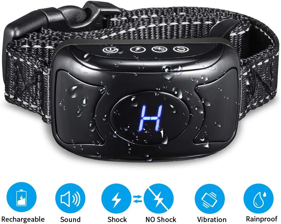 Dog Bark Collar Upgrade 2018 - Humane Anti Bark Training Collar - Vibration No Shock Collar - Stop Barking Collar for Small Medium Large Dogs - Best No Bark Control Collar - Safe Pet Waterproof Device