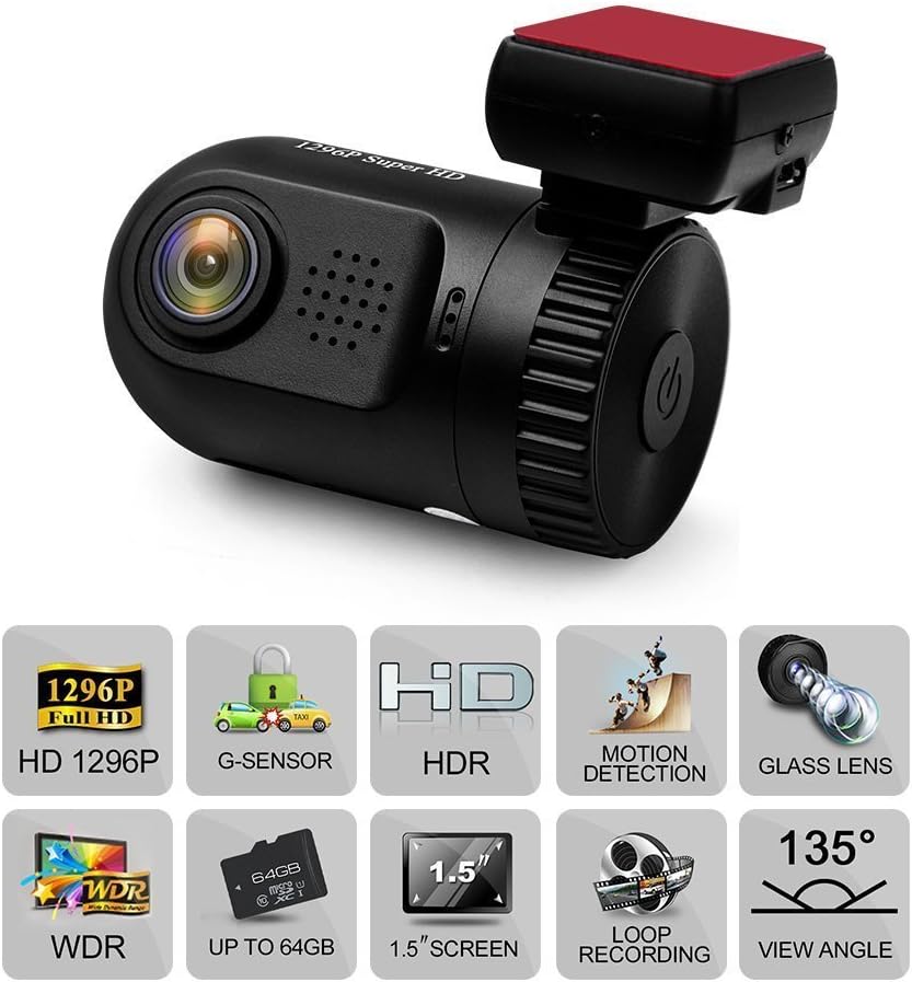 PolarLander Mini 0805 Car DVR Recorder 1.5" TFT Screen GPS Auto Camcorder 1296P HD Resolution 120 Degree Angle Lens Support 32GB SD Card