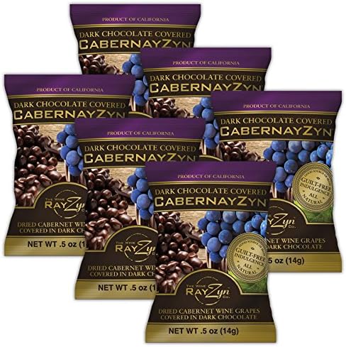 CabernayZyn Dark Chocolate Covered Cabernet Grapes, 0.5 Ounce (Pack of 6)