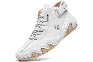 DEVILEYEZE Men's Casual Ltalian Handmade High Top high boots Leather Outdoor Walking Sneakers Slip-on Lightweight Non-Slip Waterproof Driving Chukka Boots