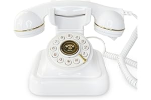 FiayaCom Audio Guest Book Wedding Phone, Audio Phone Guestbook, Leave a Message Phone for Wedding, Bridal Shower, Baby Shower, Birthday Party, Anniversary (Art Deco, White)