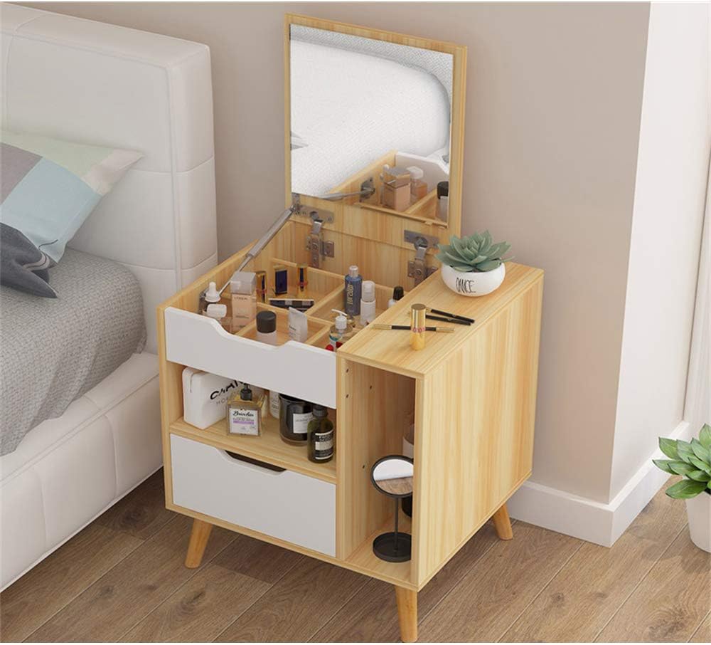Llffdc Mini Dressing Table Bedroom Nightstand Nordic Small Apartment Economy Simple Makeup Desk With Flip Mirror Beige Amazon Co Uk Kitchen Home