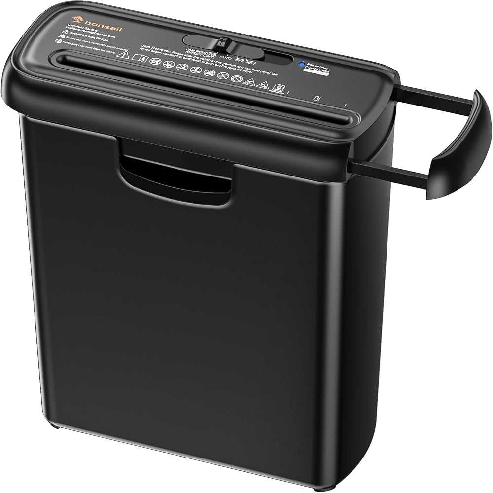 Bonsaii S123-A 6-Sheet Strip-Cut Shredder 9L Bin Auto Start/Overheat 2 Min Run