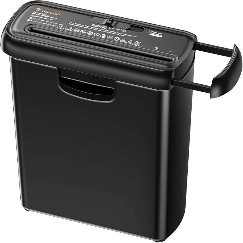 Bonsaii S123-A 6-Sheet Strip-Cut Shredder 9L Bin Auto Start/Overheat 2 Min Run