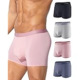 Mauro Kane Men's Boxer Briefs, Silky Breathable Ice Silk Trunks Underwear for Men 4 Pack